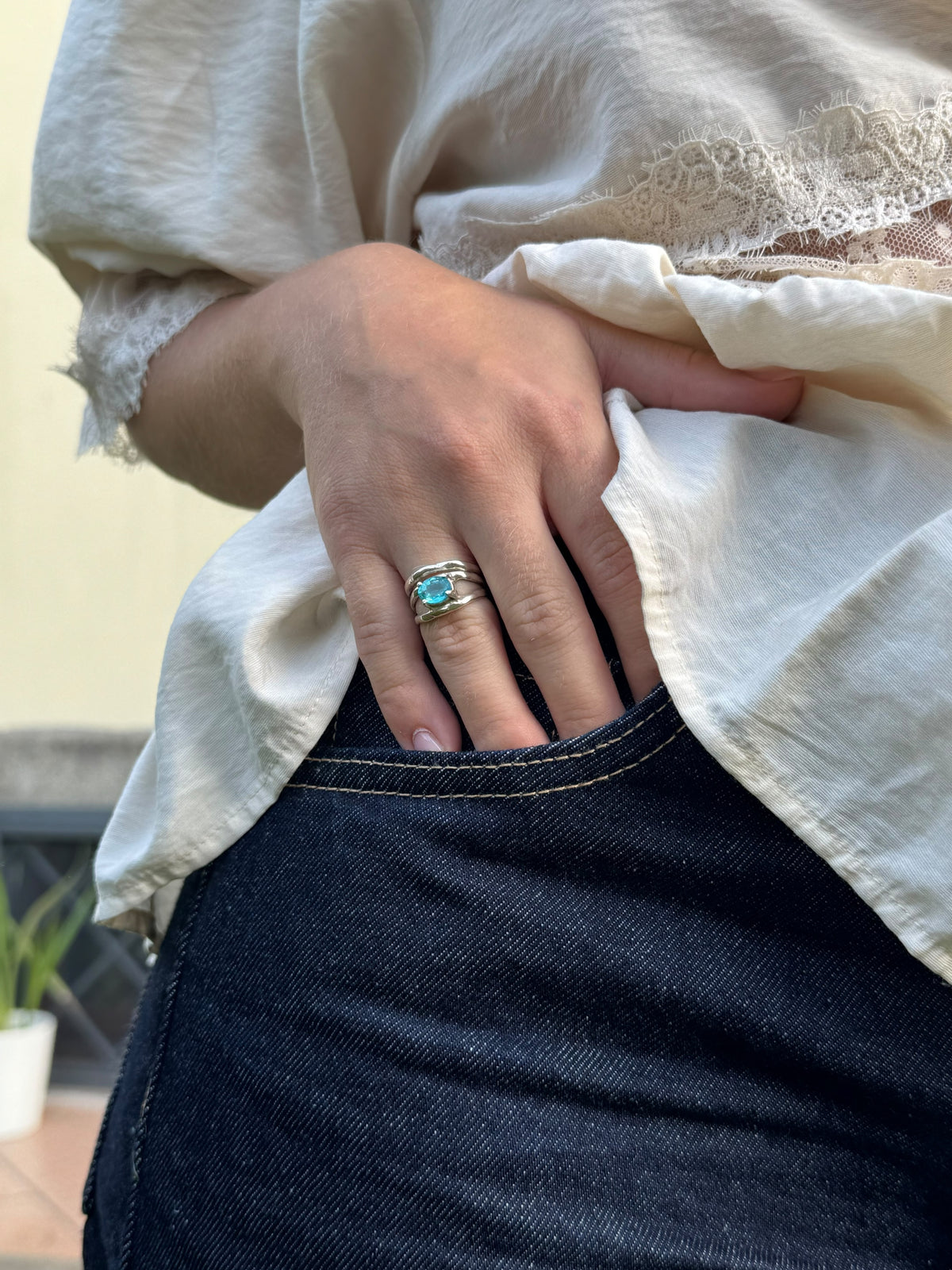 Anello Ophira con pietra naturale