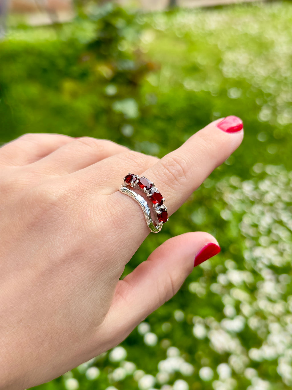 Anello Fleur con pietre naturali