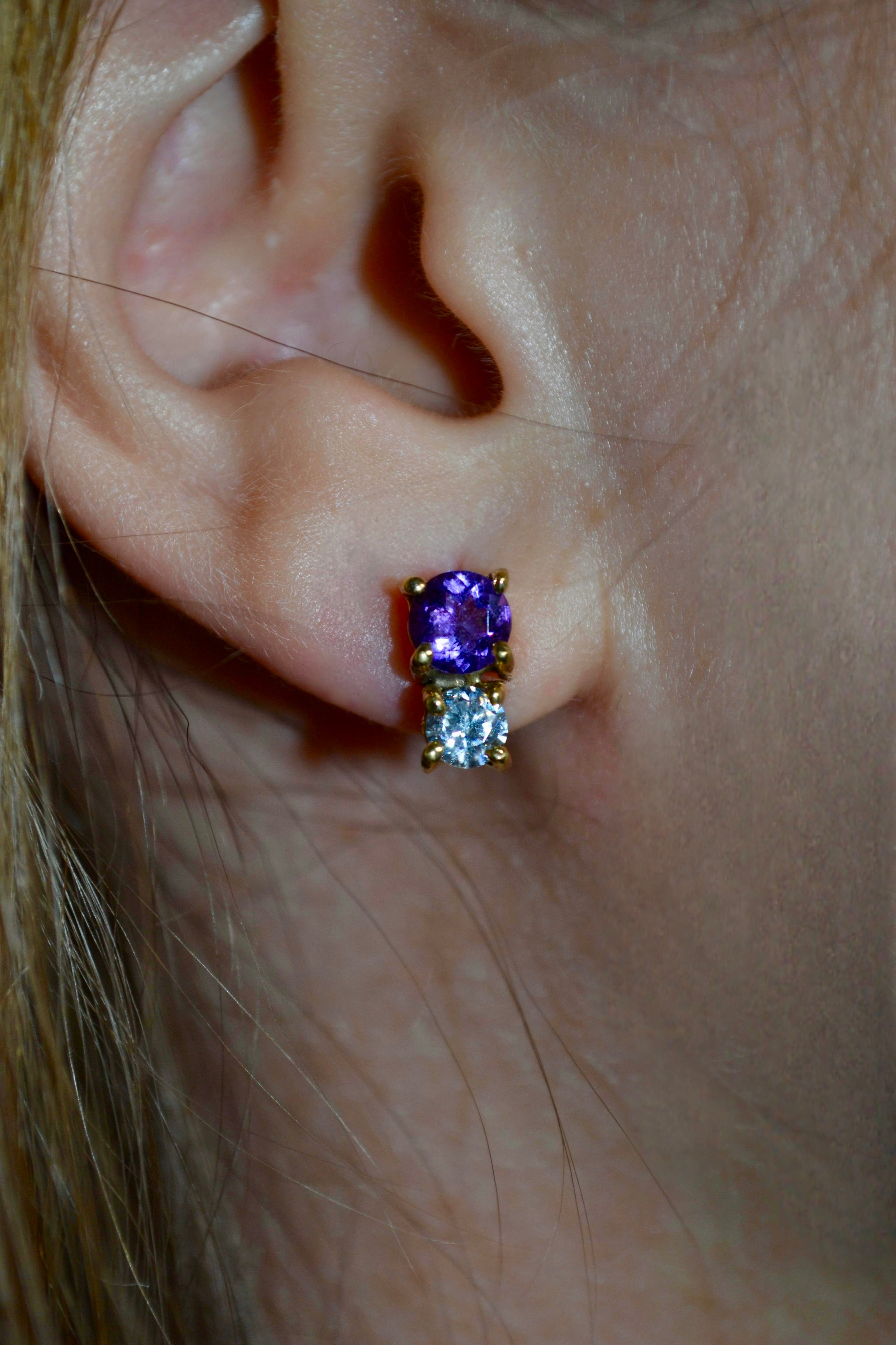 Orecchini Ametista e Zircone bianco